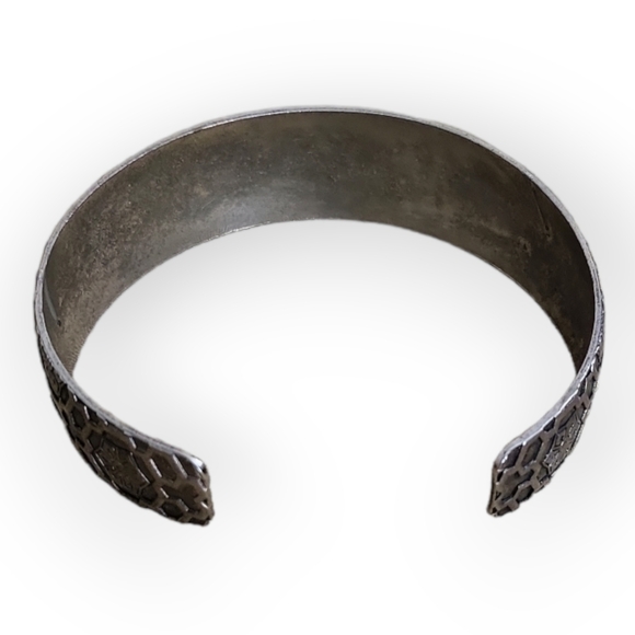 Vintage Silver Cuff Bracelet Geometric - Picture 5 of 5